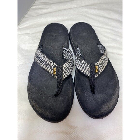 Teva Voya Women's Black/Gray/White Wedge Thong Sandals 1019043 Size: 9 - Picture 9 of 9